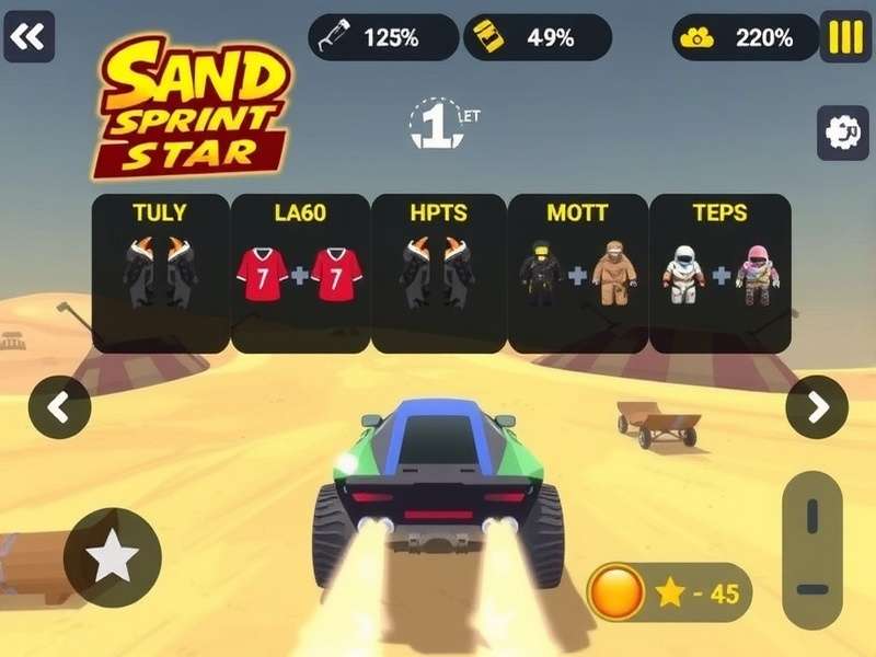 Sand Sprint Star gameplay showing desert racing